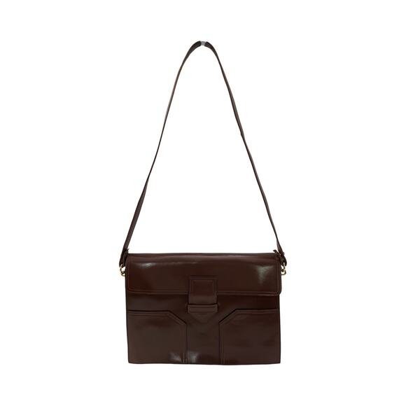 Vintage Yves Saint Laurent Brown Leather Shoulder Bag  Model DE 3133 BR 1970-80s - Picture 1 of 16